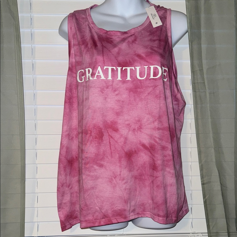 NWT Athletic  XL Pink “ Gratitude “ sleeveless top